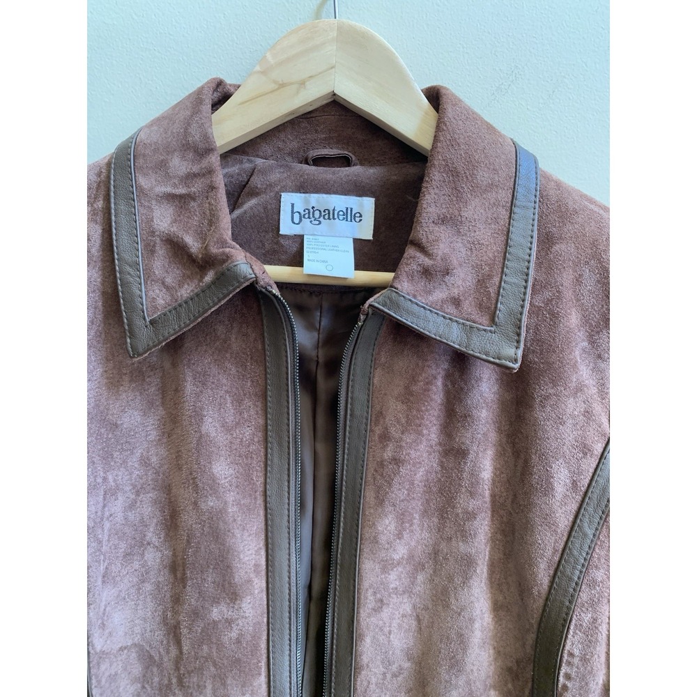 Mens Small Bagatelle Vintage Leather Zip Up Jacket  (ZIPPER BROKEN) russet brown - Picture 4 of 16